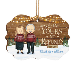 I'm Yours No Refunds Est Year - Personalized Custom Benelux Shaped Wood Christmas Ornament - Gift For Couple, Husband Wife, Anniversary, Engagement, Wedding, Marriage Gift, Christmas Gift