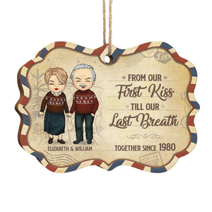 From Our First Kiss Together Since - Personalized Custom Benelux Shaped Wood Christmas Ornament - Gift For Couple, Husband Wife, Anniversary, Engagement, Wedding, Marriage Gift, Christmas Gift