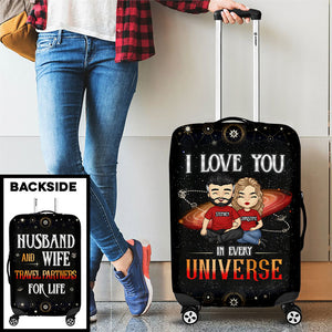 Love You In Every Universe - Personalized Luggage Cover - Gift For Couples, Husband Wife