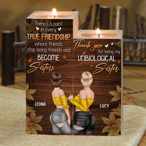 Friends Stop Being Friends And Become Sisters - Gift For Bestie - Personalized Candle Holder