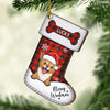 Merry Woofmas & Meowy Christmas - Christmas Dogs, Smiling Cats And Snow - Personalized Custom Stocking Shaped Wood Christmas Ornament, Customized Decoration Gift!