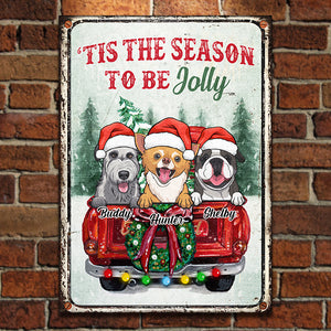 Happy Christmas With Your Dogs - Personalized Metal Sign.