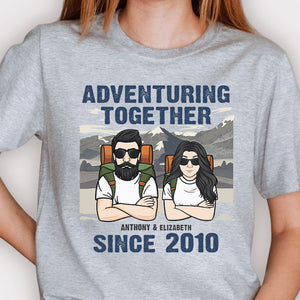 Couple Adventuring Together - Gift For Couples, Husband Wife - Personalized Unisex T-shirt