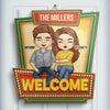 Welcome family name sign - Gift For Couples, Husband Wife, Personalized Shaped Wood Sign