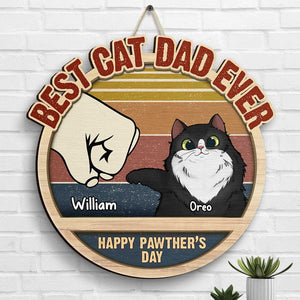 Happy Pawther's Day Cat Dad - Personalized Shaped Wood Sign - Gift For Dad, Gift For Father's Day
