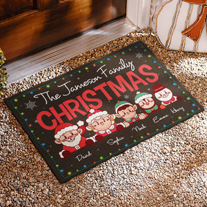 Happy Christmas With Our Family - Personalized Decorative Mat.