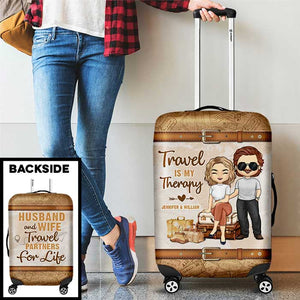 Travel Partners For Life - Personalized Luggage Cover - Gift For Couples, Husband Wife