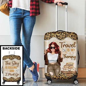 Travel Is My Therapy - Gift For Bestie, Personalized Luggage Cover