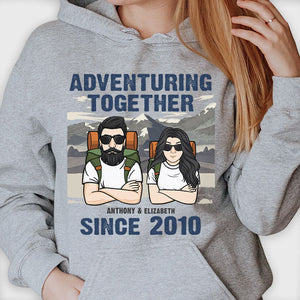 Couple Adventuring Together - Gift For Couples, Husband Wife - Personalized Unisex Hoodie