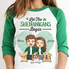 Que les manigances commencent, couple et animaux de compagnie - Cadeau pour couples, mari et femme, t-shirt raglan unisexe personnalisé pour la Saint-Patrick