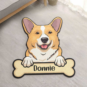 Cute Dog Peeking - Personalized Custom Shaped Decorative Mat.