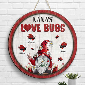 Grandma's Love Bugs - Gift For Grandma, Personalized Wood Sign.