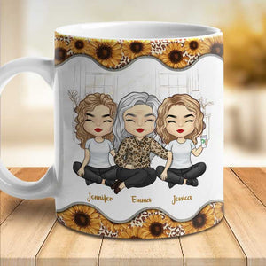 Mother And Daughters Forever Linked Together - Gift For Mom, Personalized Mug