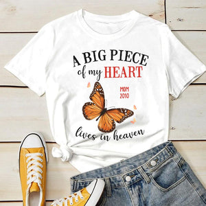 A Big Piece Of My Heart Lives In Heaven - Personalized Custom Unisex T-shirt.