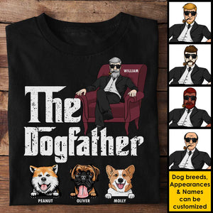 The Dog Father Vintage Dog Dad In Suit - Gift for Dog Dad - Personalized Unisex T-Shirt, Hoodie