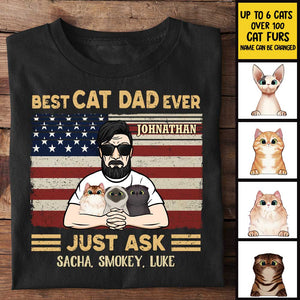 Best Cat Dad Ever - Gift for Dads - Personalized Unisex T-Shirt.