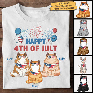 Happy 4th of July American Cat - Gift for 4th Of July - Personalized Unisex T-Shirt.