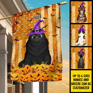 Halloween For Cats - Happy Halloween With Your Cats - Personalized Funny Cat Flag.