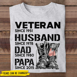 Veteran Dad Since - Gift For 4th Of July - Personalized Unisex T-Shirt.