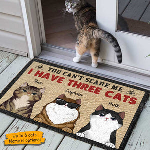 You Can't Scare Me I Have Three Cats - Funny Personalized Decorative Mat.