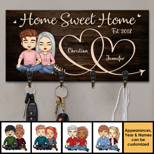 There Is No Place More Delightful Than Home - Personalized Key Hanger, Key Holder - Anniversary Gifts, Gift For Couples, Husband Wife