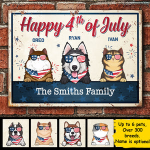 Happy 4th Of July - 4th Of July Funny Personalized Pet Metal Sign (Cat & Dog).