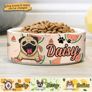 Summer Fruit, Gift For Dog Lovers - Personalized Custom Dog Bowls.