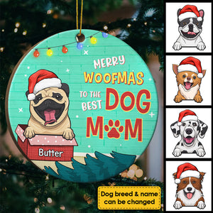 Meowy Woofmas To The Best Mom And Dad - Personalized Round Ornament.