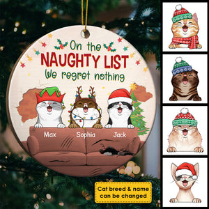 On The Naughty List - We Regret Nothing - Personalized Round Ornament.
