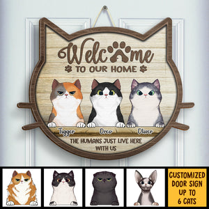 Welcome To Our Home Cat Head Shape - Personalized Shaped Door Sign.