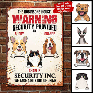 Security Inc. By Our Cats And Dogs - Personalized Metal Sign.