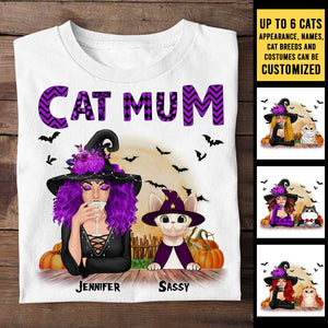 Enjoy Halloween With Your Cats - Gift For Cat Lovers - Personalized Unisex T-Shirt.