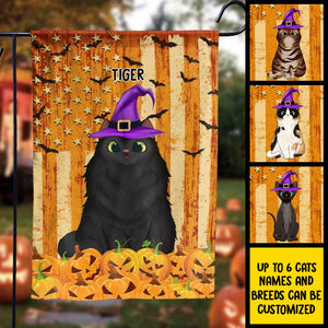 Halloween For Cats - Happy Halloween With Your Cats - Personalized Funny Cat Flag.