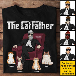 The Cat Father Cat Dad In Suit - Gift for Cat Dad - Personalized Unisex T-Shirt, Hoodie
