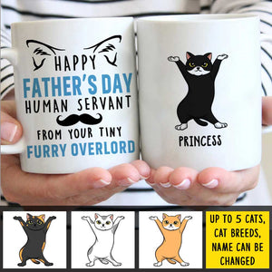 Happy Father's Day From Your Tiny Furry Overlord - Gift for Dad, Funny Personalized Cat Dad Mug.