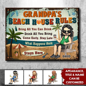 Grandpa’s Beach House Rules - Gift For Dad, Grandpa - Personalized Metal Sign
