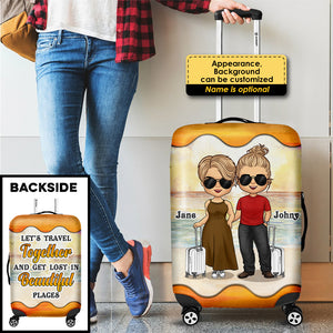 Let's Travel Together And Get Lost In Beautiful Places - Gift For Couples, Husband Wife - Personalized Luggage Cover