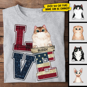L.O.V.E Cat - Gift for Dad, Personalized Unisex T-Shirt.