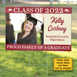 Proud Family Of A Graduate - Upload Image, Personalized Yard Sign
