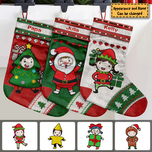 Hand Knitted Family Christmas - Personalized Christmas Stocking.