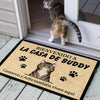 Bienvenida personalizada a la casa del gato Spanish - Funny Personalized Cat Decorative Mat (WT)