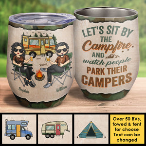 Camping Partners For Life - Gift For Camping Couples, Husband Wife, Personalized Wine Tumbler.
