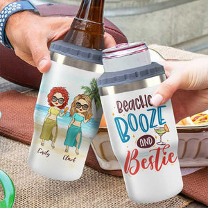 Chillin' At The Beach With My Bestie - Personalized Can Cooler - Gift For Bestie