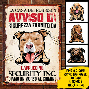 Diamo un morso al crimine Italian - Funny Personalized Dog Metal Sign.