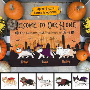 The Humans Just Live Here - Personalized Decorative Mat, Halloween Ideas..