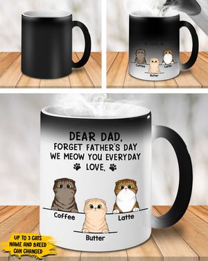 Dear Dad Forget Father's Day I Meow You Everyday - Funny Personalized Color Changing Cat Mug.