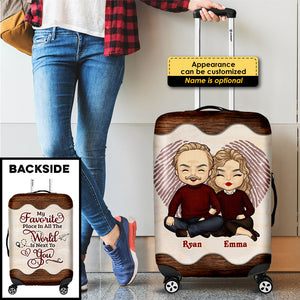 My Favorite Place In All The World Is Next To You - Gift For Couples, Husband Wife - Personalized Luggage Cover
