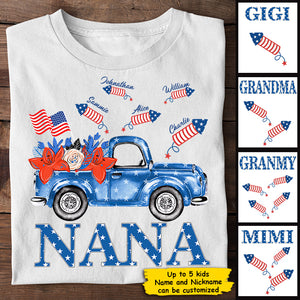 Nana Firecracker - Gift For 4th Of July - Personalized Unisex T-Shirt.