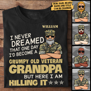 Grumpy Old Veteran Grandpa - Gift For 4th Of July - Personalized Unisex T-Shirt.