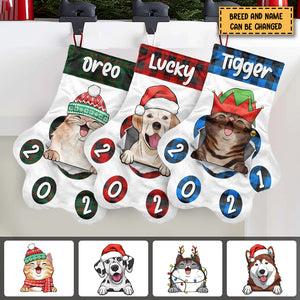 Happy Lovely Christmas - Christmas Dogs & Smiling Cats - Personalized Christmas Stocking.